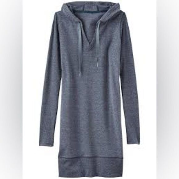 LIKE NEW ATHLETA BLISS HOODIE DRESS IN BLUE GRAY SIZE XS - Picture 1 of 8